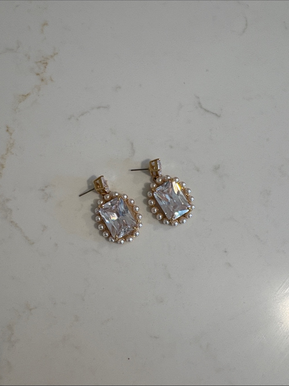 kate spade Gold-Tone Crystal and Pearl Drop Earrings